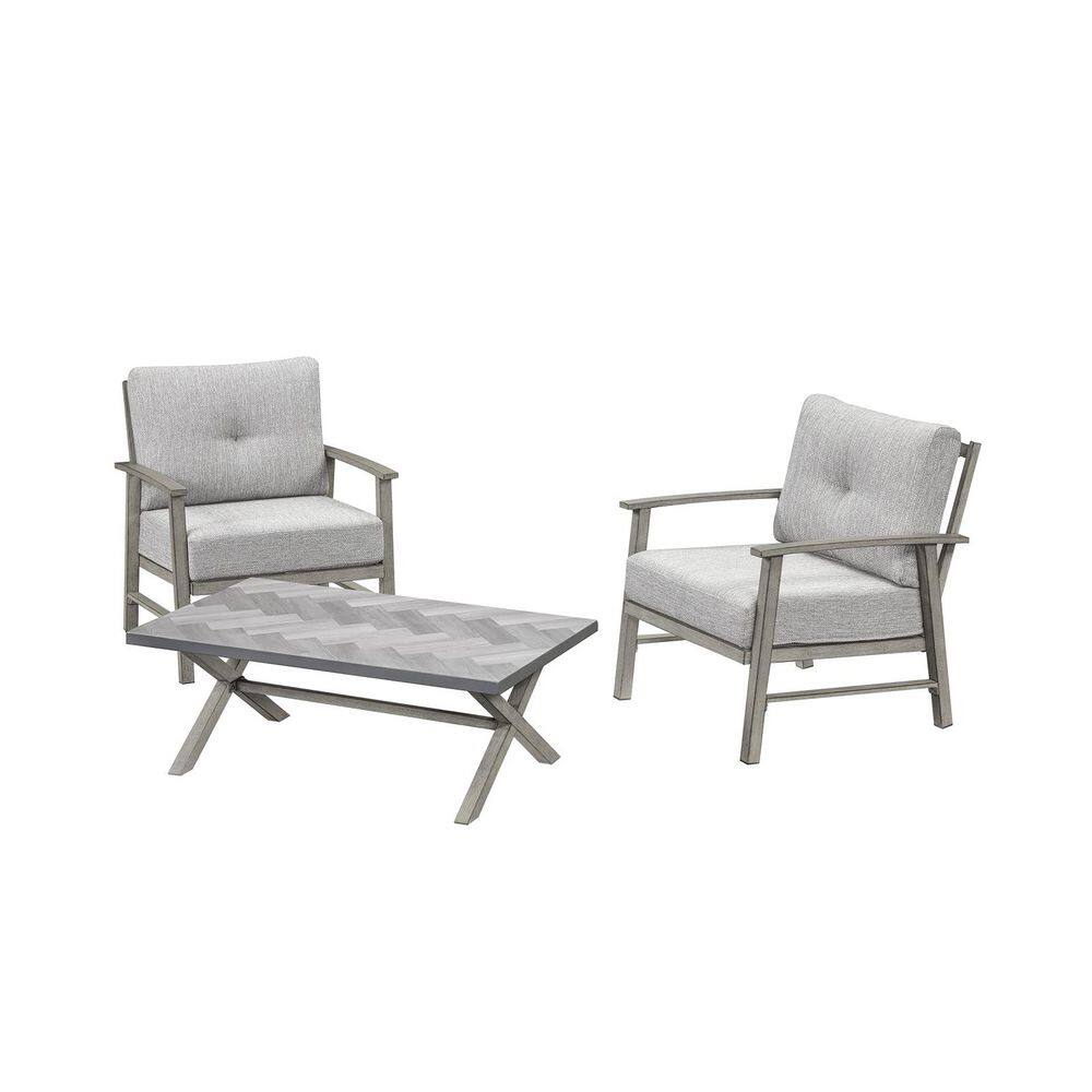 Dark Gray 3-Piece Aluminum Outdoor Piato Conversation Sofa Set with Coffee Table and Gray Cushions price history on PriceWatchPro