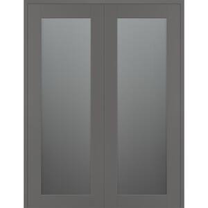 Vona 207 64 in. x 80 in. Both Active Full Lite Frosted Glass Gray Matte Wood Composite Double Prehung Interior Door