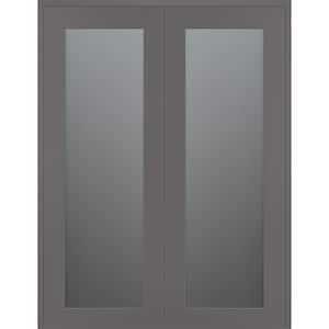 Vona 207 48 in. x 84 in. Both Active Full Lite Frosted Glass Gray Matte Wood Composite Double Prehung Interior Door