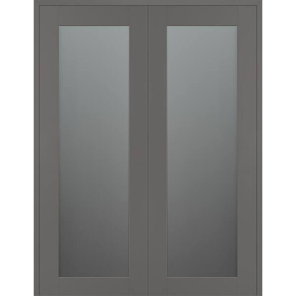 Belldinni Vona 207 60 in. x 84 in. Both Active Full Lite Frosted Glass Gray Matte Wood Composite Double Prehung Interior Door