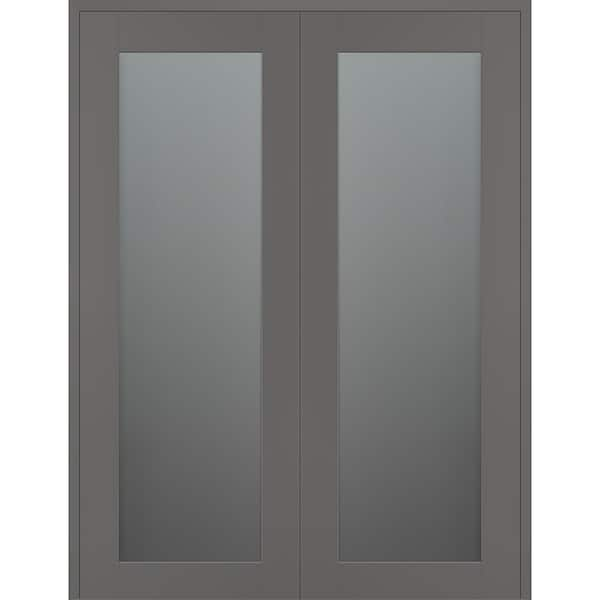 Belldinni Vona 207 60 in. x 84 in. Both Active Full Lite Frosted Glass Gray Matte Wood Composite Double Prehung Interior Door