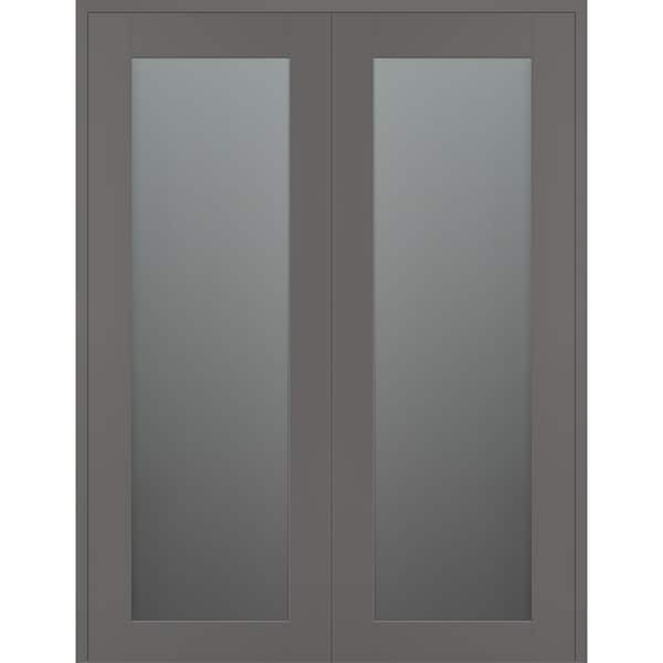 Belldinni Vona 207 56 in. x 96 in. Both Active Full Lite Frosted Glass Gray Matte Wood Composite Double Prehung Interior Door