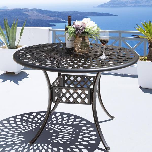 aluminum round dining table