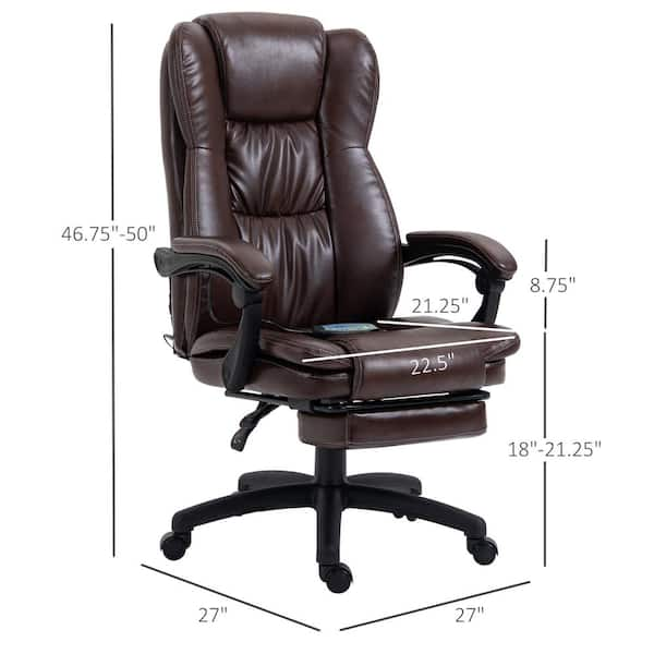 Vinsetto Brown PU Sponge Massage Office Chair with 6 Point Vibration Massage Reclining Back Adjustable Height 921 539V80BN The Home Depot