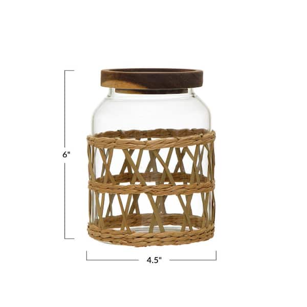 Acacia Wood & Glass Jar Set With Tray
