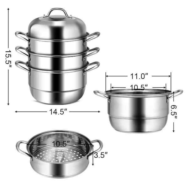Prime Cook 3'' Depth S/S Steamer Insert/Basket with 24cm/28cm Diameter - 11.02'' x 3