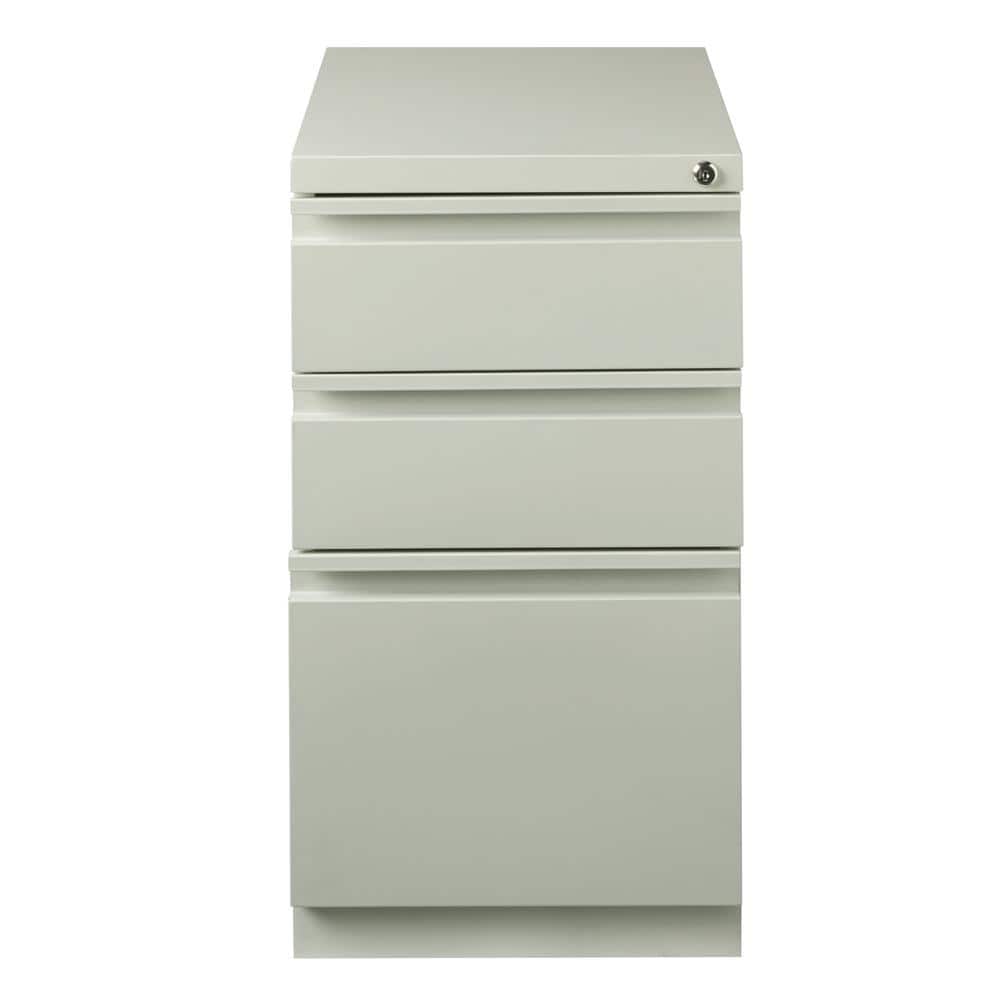 Light Gray Steel 3-Drawer Mobile Pedestal File Cabinet