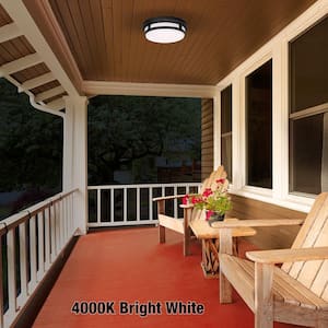 11 in. Black LED Flush Mount Indoor Outdoor Ceiling Light Adjustable CCT 830LM 12.5W Wet Rated (8-Pack)