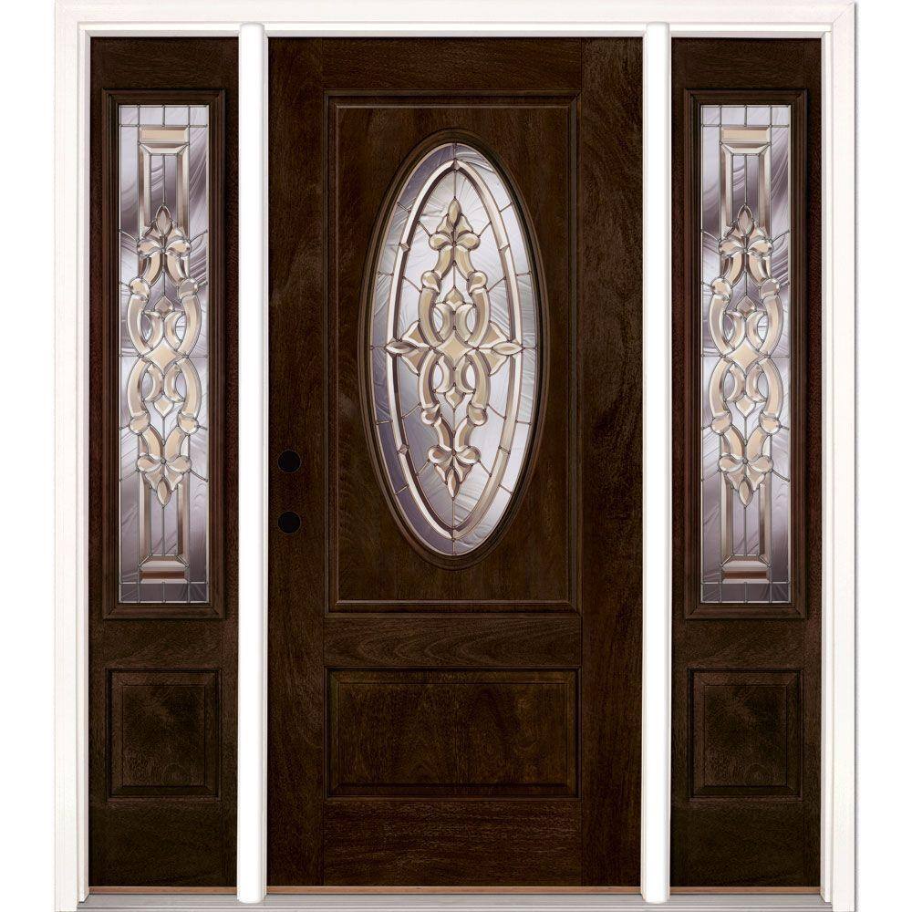63.5 in.x81.625in.Silverdale Zinc 3/4 Oval Lt Stained Chestnut Mahogany Rt-