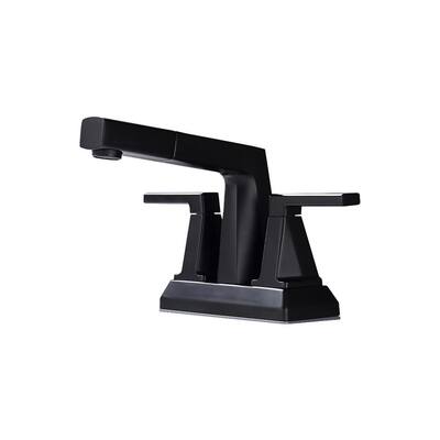 Modern 4 in. Centerset Double-Handle High-Arc Bathroom Faucet and Mixer Tap for Hot and Cold Water in Matte Black