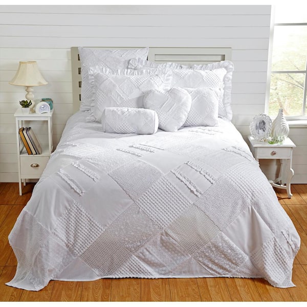 Better Trends Ruffle 1-Piece White King Coverlet Set