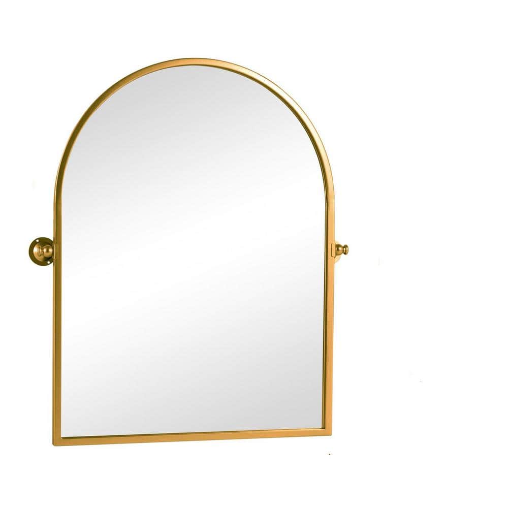 Sleek and Modern Gold 24 in. W x 31 in. H Arch-Top Metal Framed Mirror