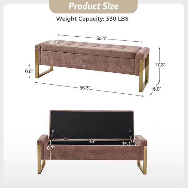 JAYDEN CREATION Alina Brown Modern Upholstered Flip Top