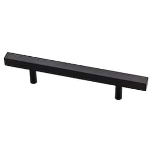 Square 3-3/4 in. (96 mm) Modern Matte Black Cabinet Drawer Bar Pull
