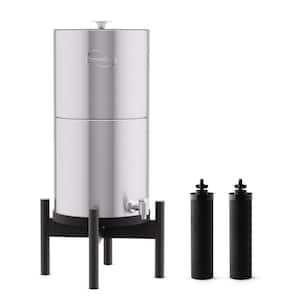 Gravity-Fed Countertop Water Filter System, Black Wood Base, 3.17 Gal. Chlorine Reduction, Portable