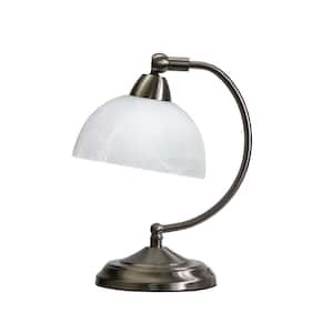 11 in. Brushed Nickel Mini Modern Bankers Desk Lamp with Touch Dimmer Control Base