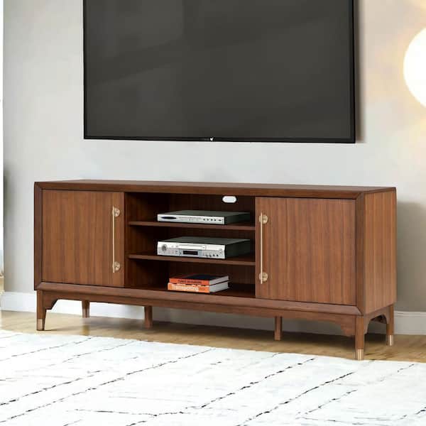 Forma Mid Century Walnut TV Stand Fits TV's up to 70 in. with Adjustable Shelves