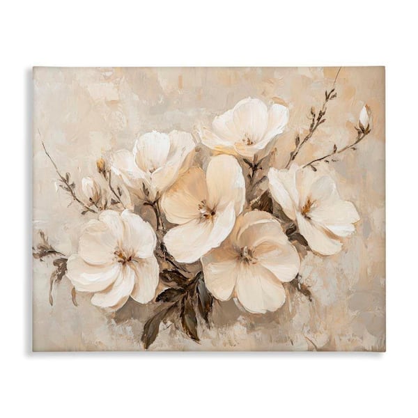 Blooming White Anemones by Petal Prints Design Unframed Nature Graphic Art Print 36 in. x 48 in.