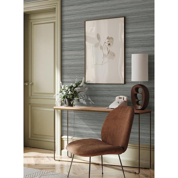 60.75 sq. ft. Slate Grey Meiya Embossed Vinyl Unpasted Wallpaper Roll