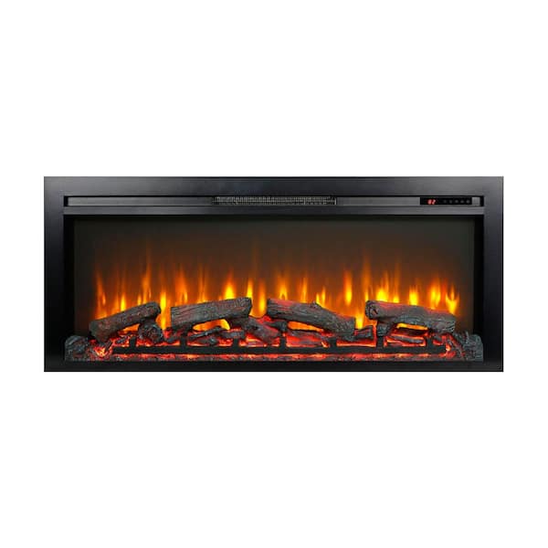 44 in. Recessed Electric Fireplace Insert 1400W Heater for 400 Sq Ft Remote Log Flame