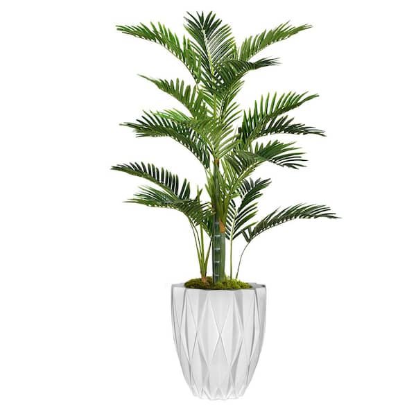 VINTAGE HOME Artificial Faux Real Touch 5.67 ft. Tall Palm Tree With Eco Planter