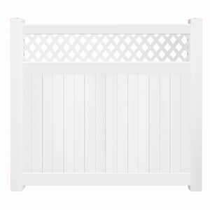Ashton 72 in. H x 132 ft. L White Vinyl Complete Privacy Fence with Lattice Project Pack