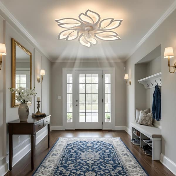 25.5 in. LED Indoor Black Low Profile Ceiling Fan with Light Kit, Remote/APP Controls