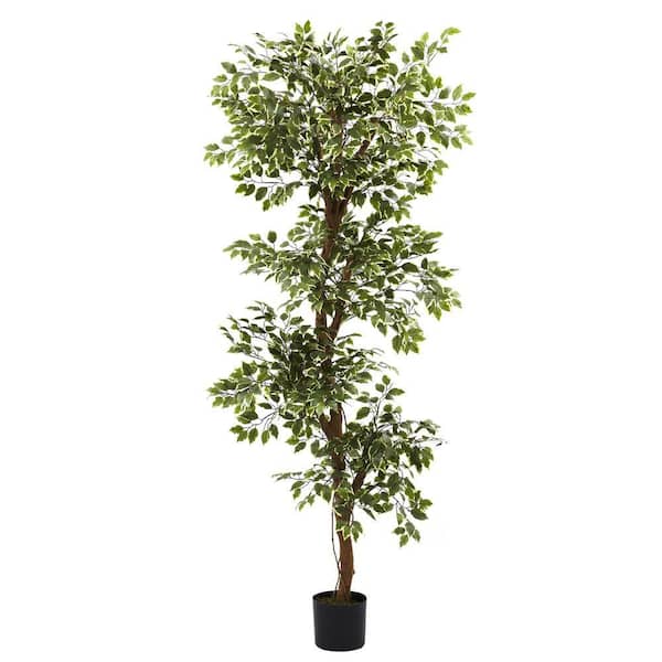 Nearly Natural 6 ft. Artificial Variegated Ficus Tree