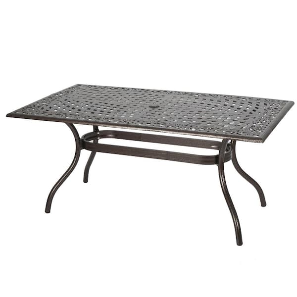 Noble House Phoenix Hammered Bronze Rectangle Aluminum Outdoor Patio Dining Table