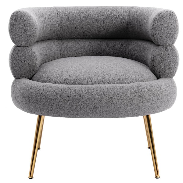 Z-joyee 30.51 in. Dark Gray Polyester Accent Arm Chair Leisure Sofa with Golden Feet