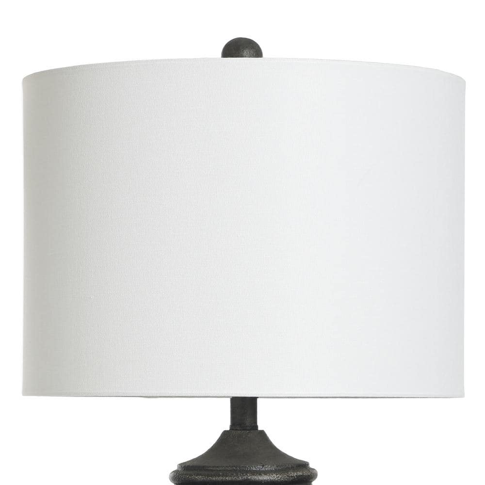 Charlotte Matte Black Polyresin Table Lamp with White Linen Shade