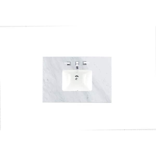 Carrara 36 in. W x 23.5 in. D x 34.3 in. H Marble Single Basin Vanity Top in Carrara White