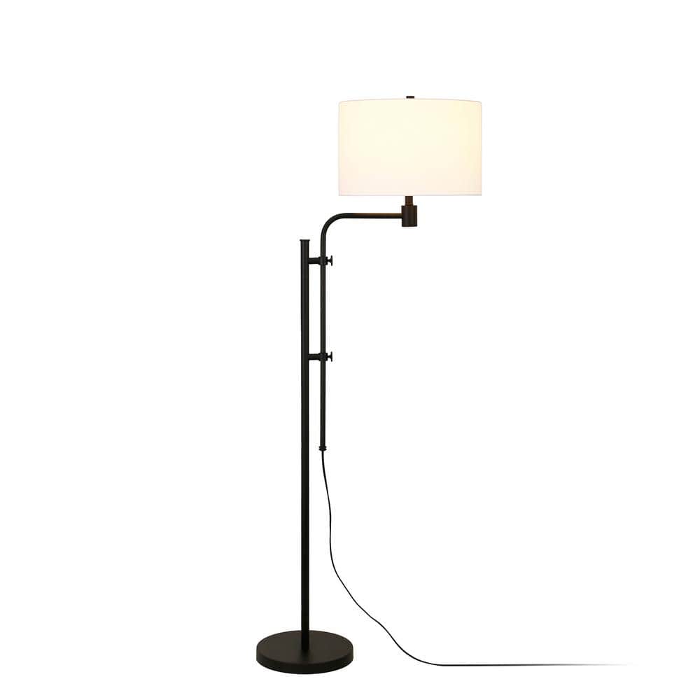 Mid-Century Modern Adjustable Height Blackened Bronze Floor Lamp