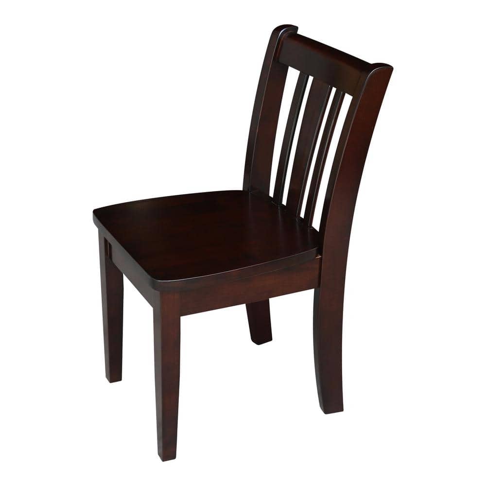 Rich Mocha Solid Wood Traditional Slat Back Juvenile Chairs - Set of 2