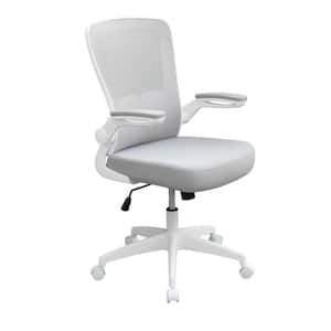 Durable Gray Fabric, Seat Adjustable Height Ergonomic Deluxe Task Chair in Gray/White with Flip Up Padded Arms