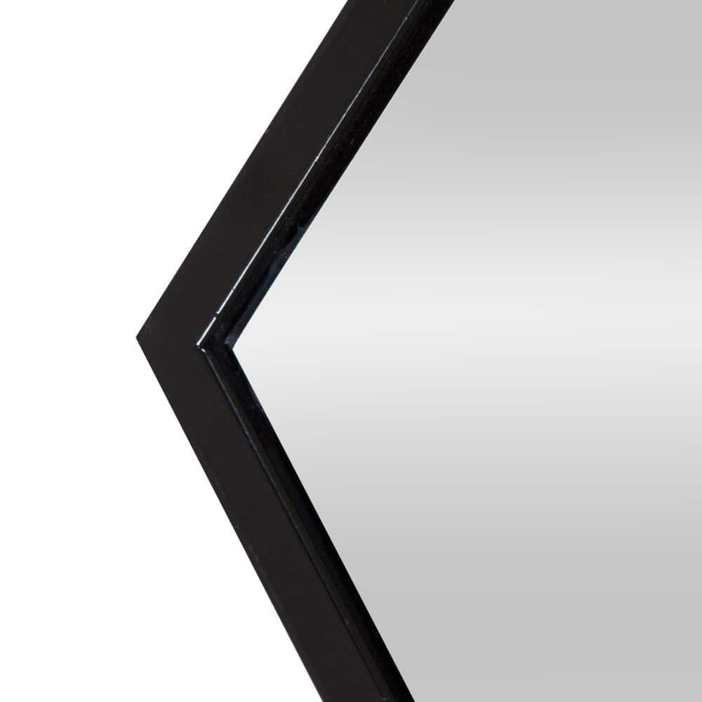 Elegant Hexagon Black Iron Wall Mirror, 31x22 Inch