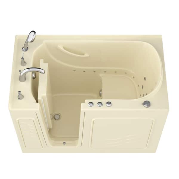 Universal Tubs Safe Economy 53 in. Left Drain Walk-In Whirlpool and Air Bathtub in Biscuit