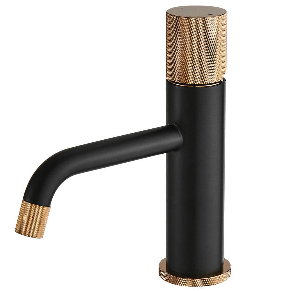 Single Hole Single-Handle Bathroom Faucet with Water Supply Lines in Matte 