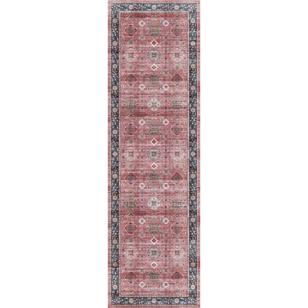 2 ft. x 8 ft. Black Oriental Washable Area Rug
