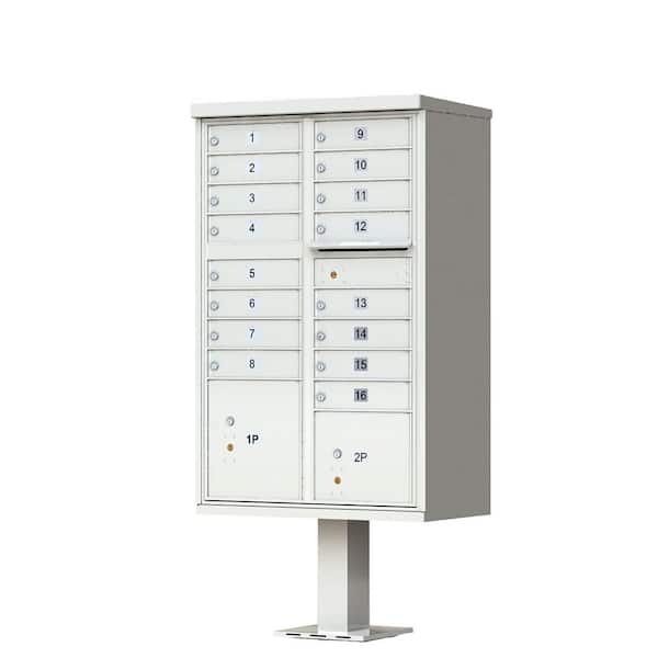 Florence 16-Mailboxes 1-Outgoing Mail Compartment 2-Parcel Lockers Pedestal Mount Cluster Box Unit