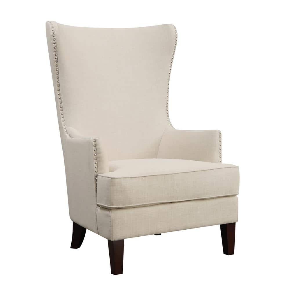 Heirloom Natural Beige Wood Wingback Accent Chair