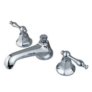Naples 8 in. Widespread 2-Handle Bathroom Faucets with Brass Pop-Up in Polished Chrome