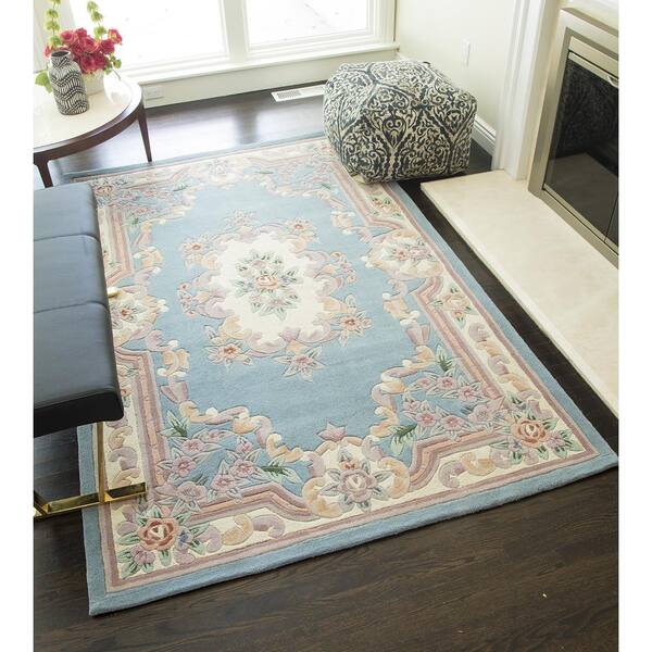 Rugs America New Aubusson Light Blue 5, Rugs America New Aubusson