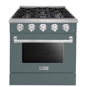 30 in. 4-Sealed Burners All Gas Range with NG Gas Stove and Gas Oven, GR RAL 7031 with Bold Chrome Trim