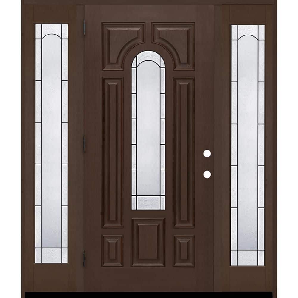 Regency 64 in. x 80 in. CenterLite Empire Glass RHOS Hkry Mahogany Fiberglass Prehung Front Door w/12in.-Full SLs 4-9/16 price history on PriceWatchPro