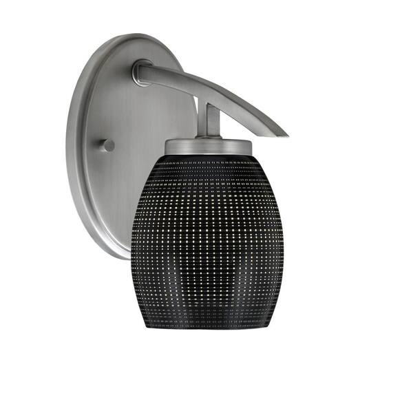 Unbranded Siena 1-Light Graphite Downlight Wall Sconce with Black Matrix Glass Shade