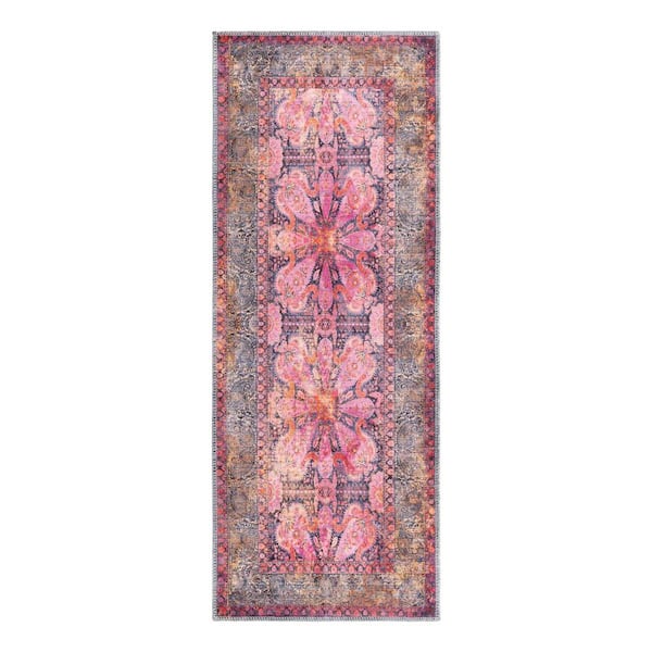 Unique Loom Mangata Mona Pink 2 ft. x 5 ft. Runner Machine Washable Area Rug