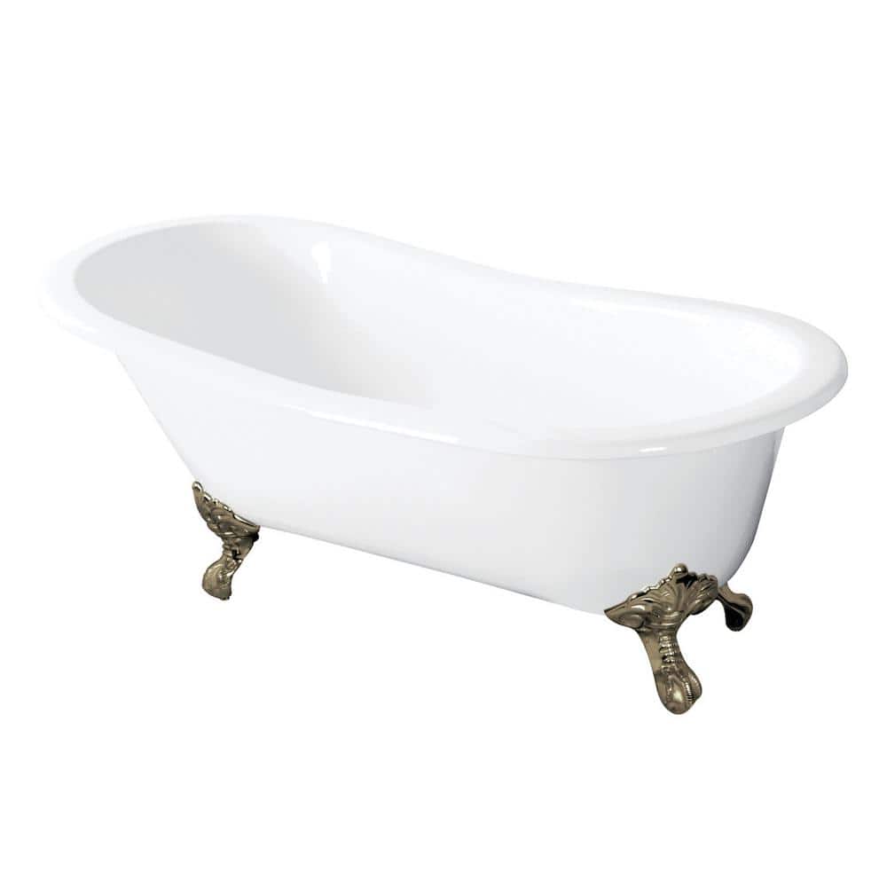 Aqua Eden 54 in. Cast Iron Slipper Clawfoot Bathtub in