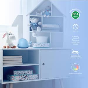 6.46 in. Rechargeable Wally Whale Multi-Color Changing Integrated LED Silicone Touch Activated Night Light Lamp, Blue