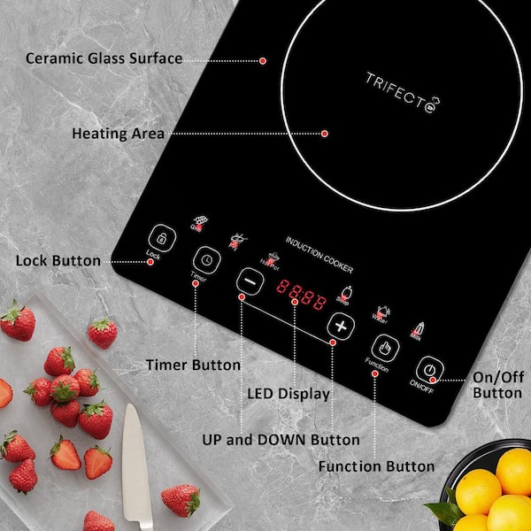Trifecte 11 in. 1 Element 1800-Watt Induction Cooktop in Black